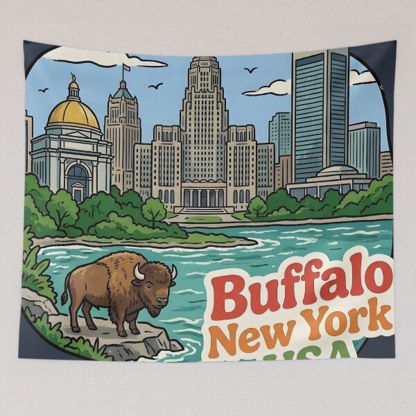 Item preview, Buffalo New York Cute Skyline Lake Cityscape Pride  designed and sold by HowToCanadian.