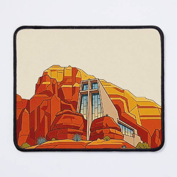 Item preview, Vintage Chapel of the Holy Cross Sedona Arizona Retro Sunburst Art Poster designed and sold by MT-Hub | Cute Aesthetic Art, Stickers & Phone Cases.
