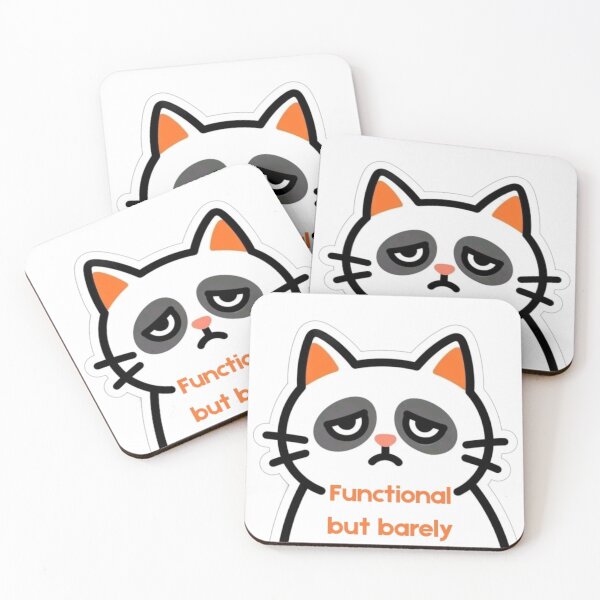 Item preview, Functional But Barely | Funny Grumpy Cat Sticker for Tired People designed and sold by Inkabbmate.