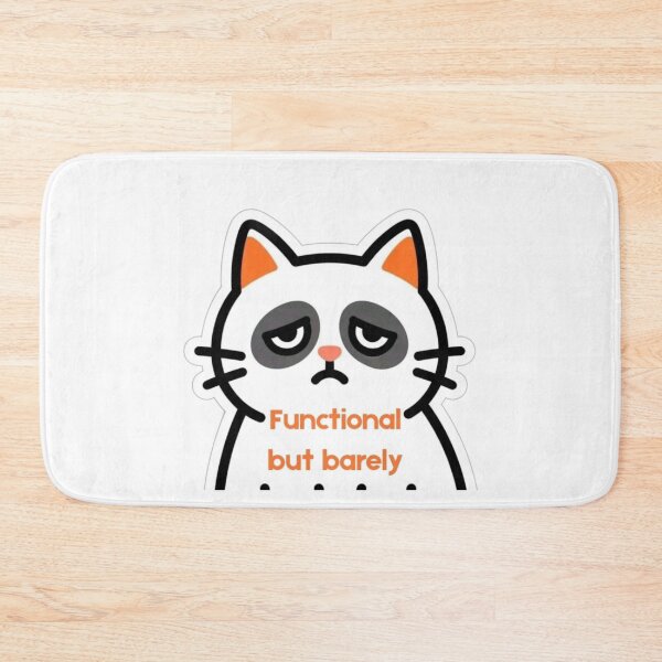 Item preview, Functional But Barely | Funny Grumpy Cat Sticker for Tired People designed and sold by Inkabbmate.