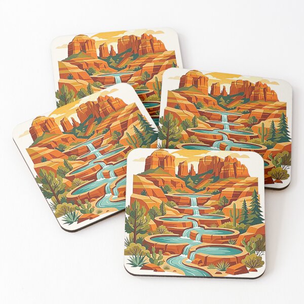Item preview, Vintage Seven Sacred Pools Sedona Arizona Desert Oasis Landscape Poster designed and sold by MT-Hub | Cute Aesthetic Art, Stickers & Phone Cases.