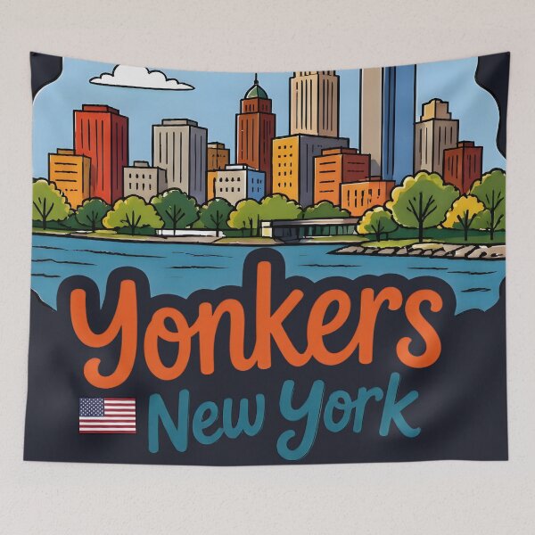 Item preview, Yonkers NY Cute Skyline Colorful Cityscape  designed and sold by HowToCanadian.