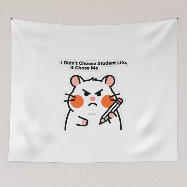 Item preview, I Didn't Choose Student Life It Chose Me | Funny Hamster Sticker for Students designed and sold by Inkabbmate.