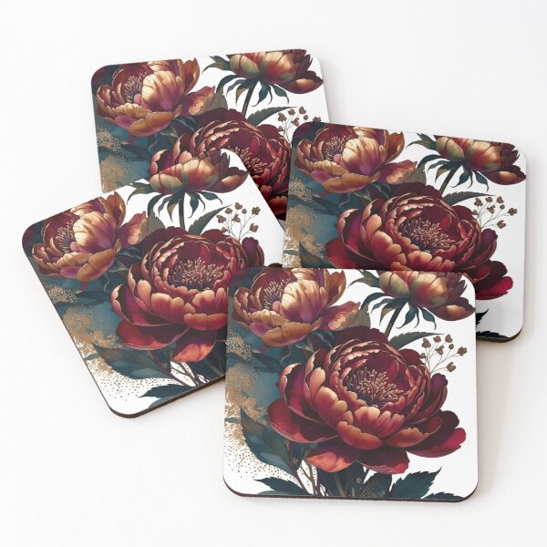 Item preview, . Title Dark Red Peony Floral Botanical Illustration designed and sold by GalleryPeak.