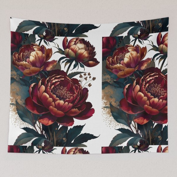 Item preview, . Title Dark Red Peony Floral Botanical Illustration designed and sold by GalleryPeak.