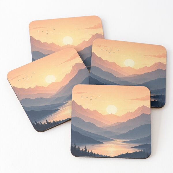 Item preview, Golden Horizon Mountain Escape | Minimalist Landscape design designed and sold by rigelcreation.