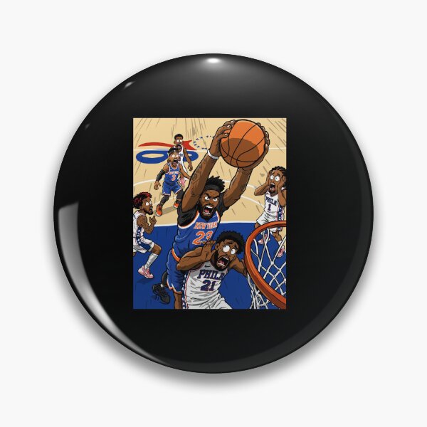 Item preview, MITCHELL ROBINSON DUNKS ON JOEL EMBIID Iconic Dunk Cartoon designed and sold by iqenadak.