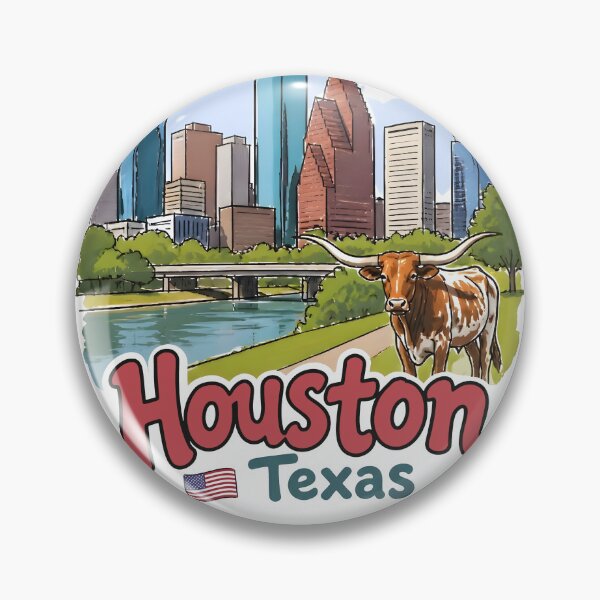 Item preview, Houston Texas  Cute Skyline Colorful Cityscape Longhorn Flag  designed and sold by HowToCanadian.