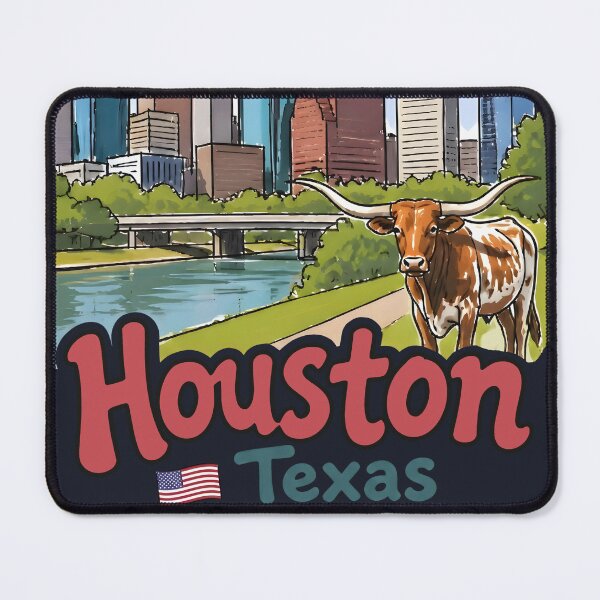 Item preview, Houston Texas Cute Skyline Colorful Cityscape Longhorn Flag designed and sold by HowToCanadian.
