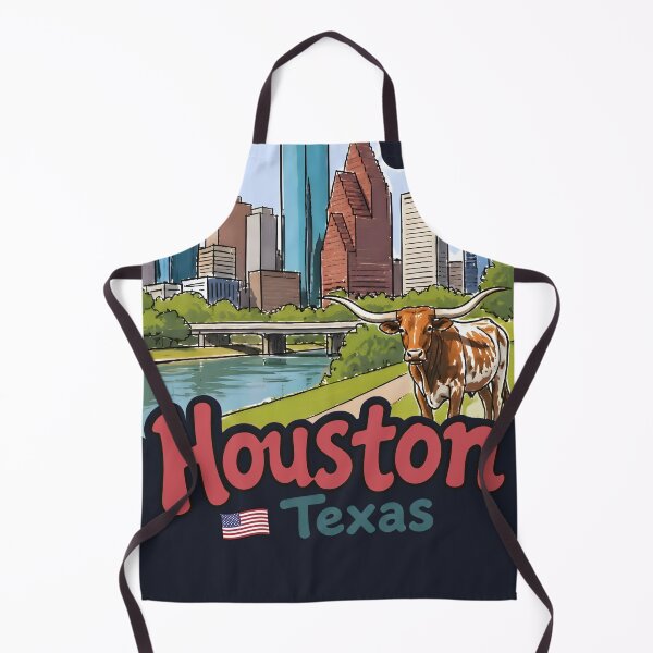 Item preview, Houston Texas Cute Skyline Colorful Cityscape Longhorn Flag designed and sold by HowToCanadian.