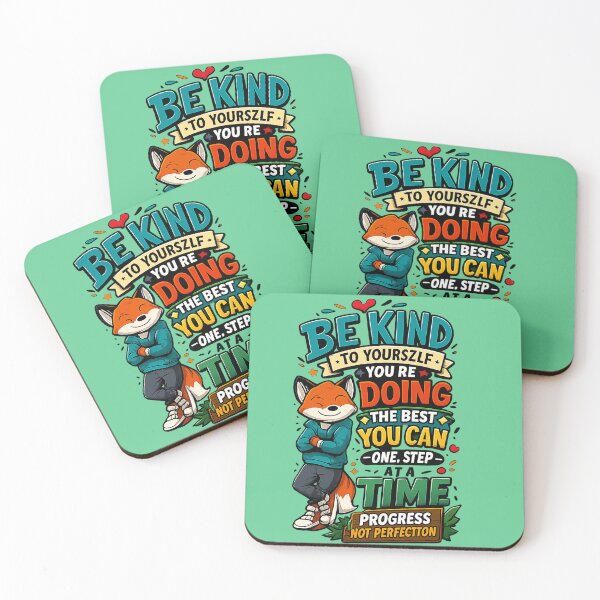 Item preview, Be Kind To Yourself Progress Not Perfection Fox Motivation Cartoon designed and sold by mr.bardook.
