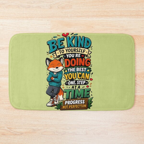 Item preview, Be Kind To Yourself Progress Not Perfection Fox Motivation Cartoon designed and sold by mr.bardook.