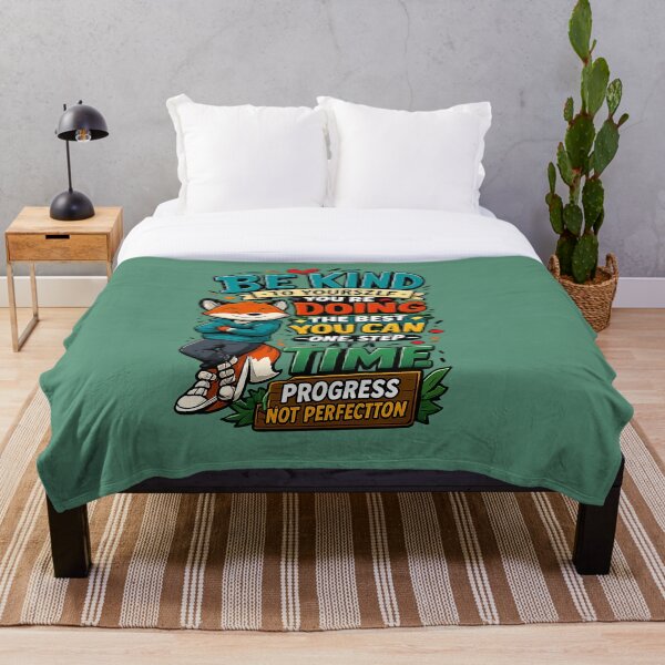 Item preview, Be Kind To Yourself Progress Not Perfection Fox Motivation Cartoon designed and sold by mr.bardook.