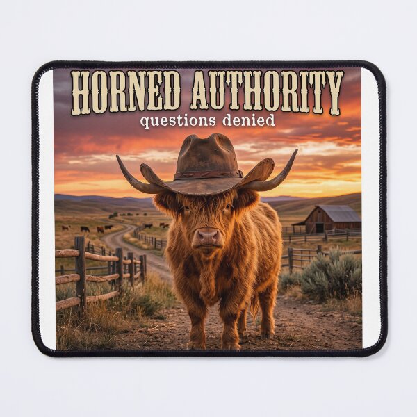 Item preview, Horned Authority Highland Cow | Funny Western Ranch T-Shirt designed and sold by DmaarGroup.