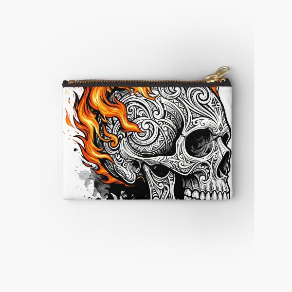 Item preview, Flaming Tribal Skull Graphic - Intricate Filigree Tattoo Art designed and sold by seven things shop.
