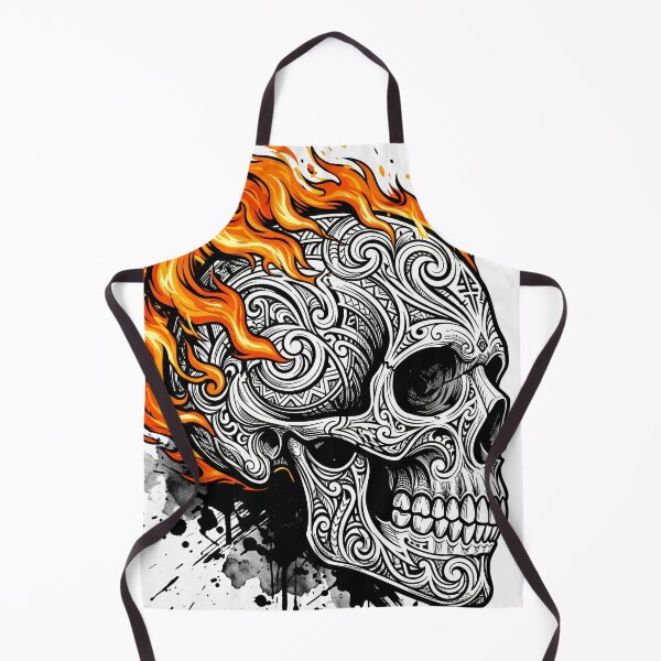 Item preview, Flaming Tribal Skull Graphic - Intricate Filigree Tattoo Art designed and sold by seven things shop.