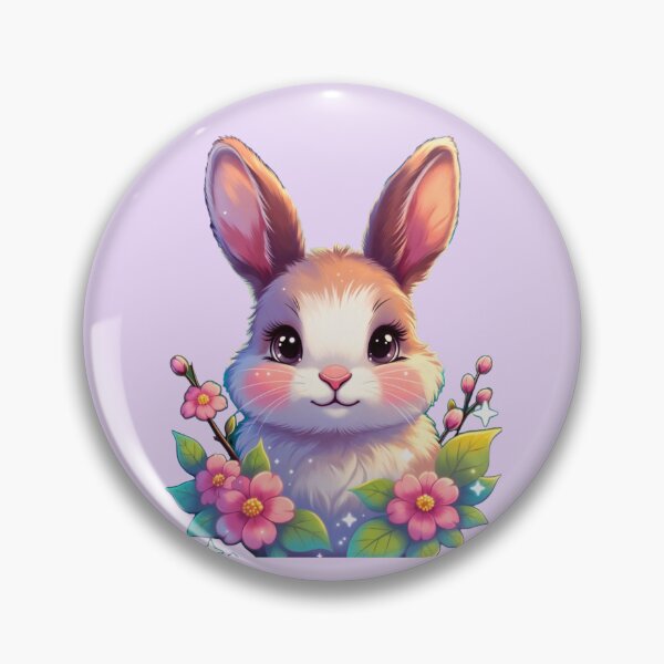 Item preview, Cute Bunny with Spring Flowers | Kawaii Rabbit Art | Floral Easter Bunny Illustration designed and sold by Madhav Creations Studio.