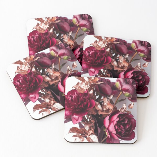 Item preview, Luxury Burgundy Peony Bouquet with Rose Gold Leaves designed and sold by GalleryPeak.