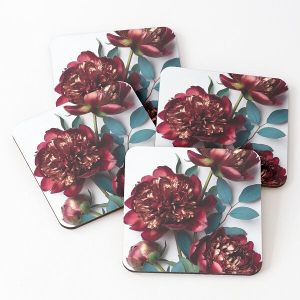 Item preview, . Title Burgundy Peony Flowers Botanical Floral Art designed and sold by GalleryPeak.