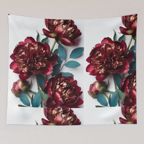 Item preview, . Title Burgundy Peony Flowers Botanical Floral Art designed and sold by GalleryPeak.