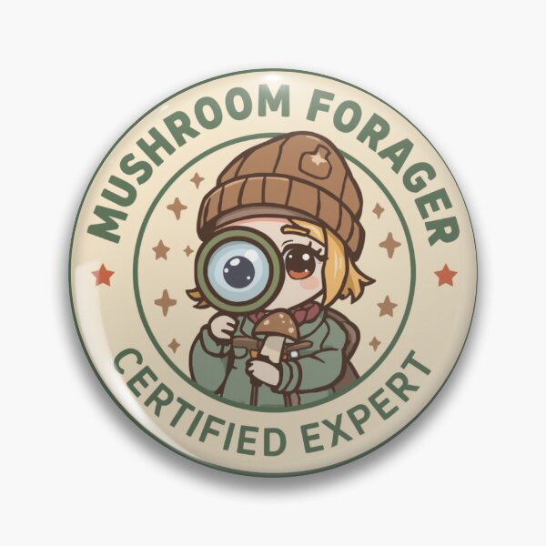 Item preview, Certified Mushroom Forager Badge - Cute Kawaii Chibi Scout Patch Fungi Hunter Sticker designed and sold by Digital_products_0111.