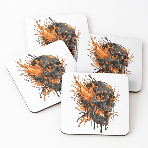 Item preview, Melting Liquid Skull - Abstract Orange & Black Gothic Art designed and sold by seven things shop.