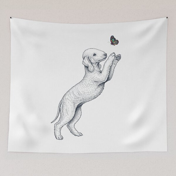 Item preview, Vintage Bedlington Terrier with Butterfly Dog Mom Owner designed and sold by TerryConnells.
