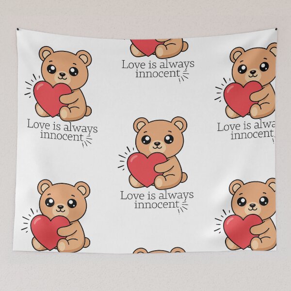 Item preview, Love Is Always Innocent - Cute Teddy Bear with Heart designed and sold by infinitearte.