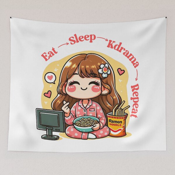Item preview, Eat Sleep Kdrama Repeat - Funny Kdrama designed and sold by Kdramarewind.