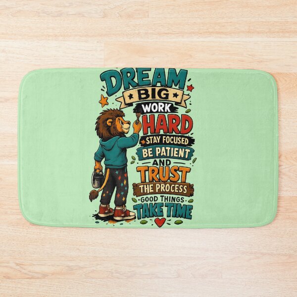 Item preview, Dream Big Work Hard Trust The Process Lion Motivation Cartoon designed and sold by mr.bardook.