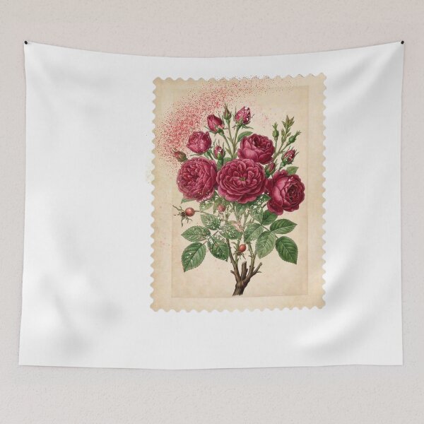 Item preview, Vintage Red Rose Stamp - Aesthetic Botanical Flower Art designed and sold by Atlasoloji.
