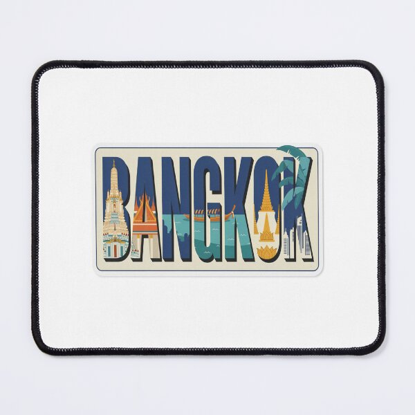 Item preview, Bangkok Vintage Travel Lettering Sticker – Retro Thailand Landmark Art designed and sold by stickercuffs.