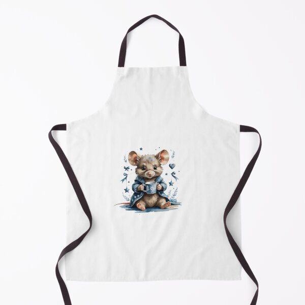 Item preview, Whimsical Watercolor Mouse Drinking Tea Blue Winter Coat designed and sold by AQUILAKREO.