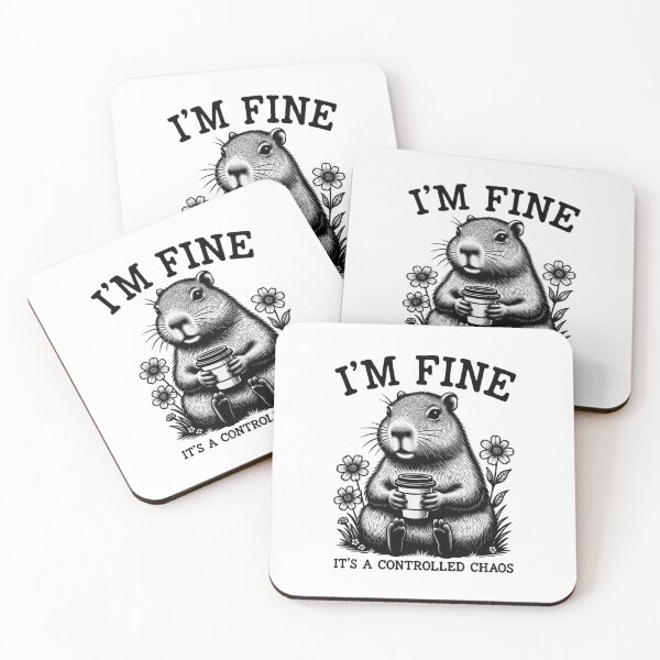 Item preview, I'm Fine It's A Controlled Chaos Capybara Coffee Meme designed and sold by AlexandraSand.