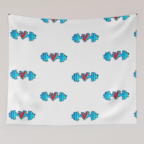Item preview, Weight Heart Glitch Blue Gym Love Fitness designed and sold by AstronautMerch.
