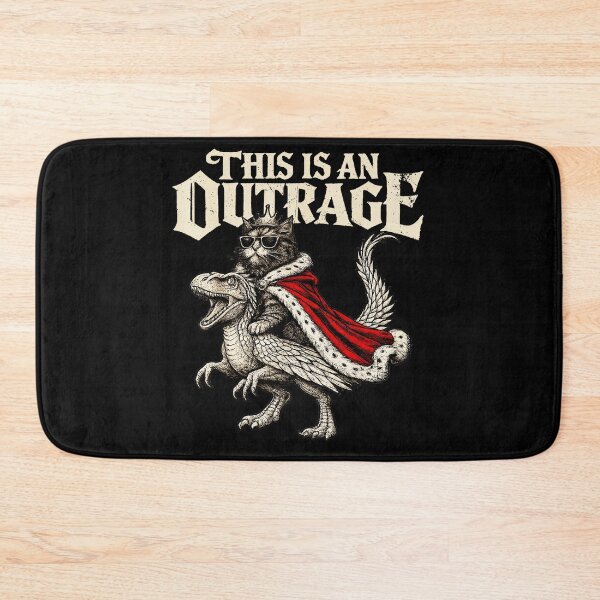 Item preview, This Is An Outrage Cat King Dinosaur Funny Meme designed and sold by SeraXYZ.