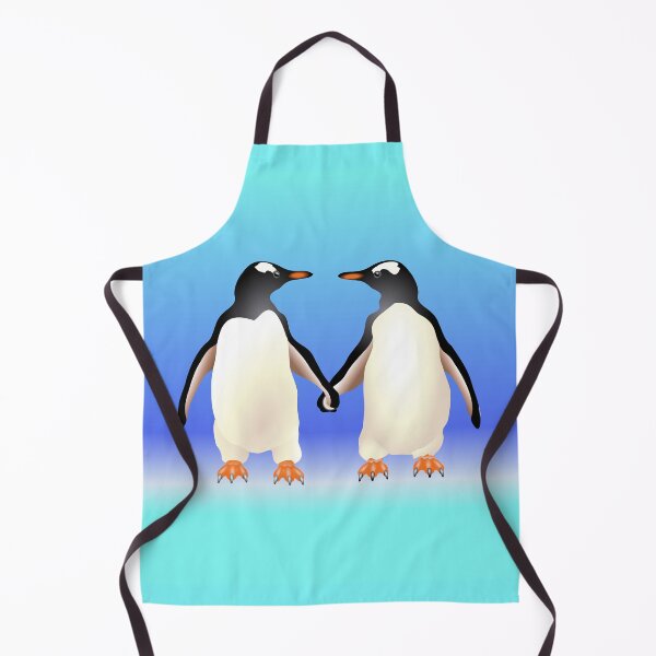 Item preview, Gentoo Penguins Holding Hands (Flippers) Aqua Blue Background designed and sold by Adamo-illustration.