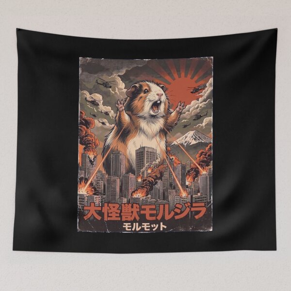 Item preview, Guinea Pigzilla Japanese Fuji Art Animal Guinea Pig Lover designed and sold by DoodleTortle.