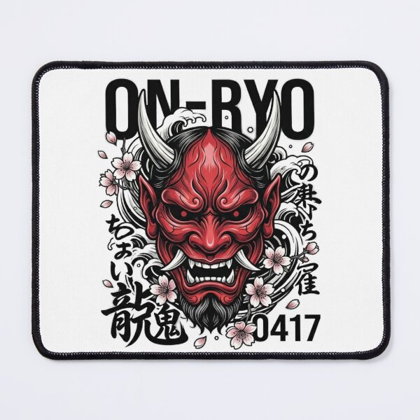 Item preview, Red Japanese Onryo demon mask with cherry blossoms designed and sold by Ahmedsyde.