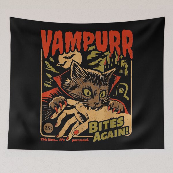 Item preview, Vampurr Bites Again! This Time... It's Parrrsonal. Vampire Cat Halloween Horror designed and sold by SeraXYZ.