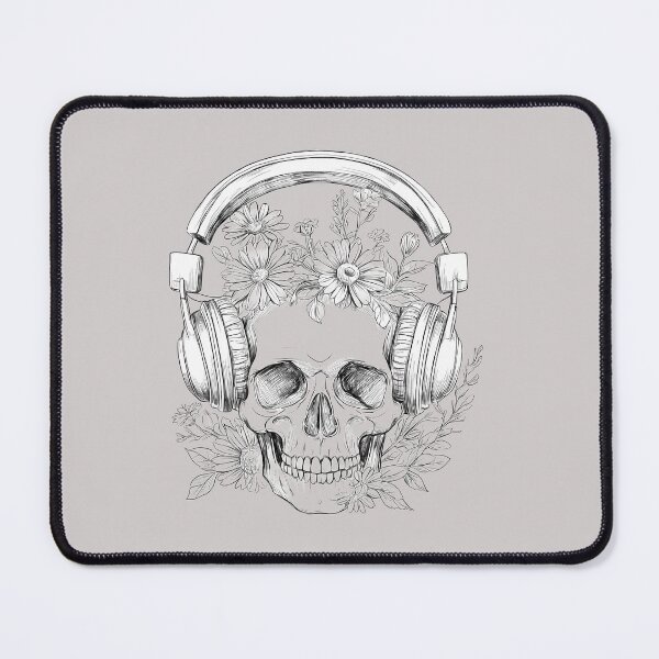 Item preview, Floral Skull with Headphones   - World Music Day designed and sold by Art-Arcade6.