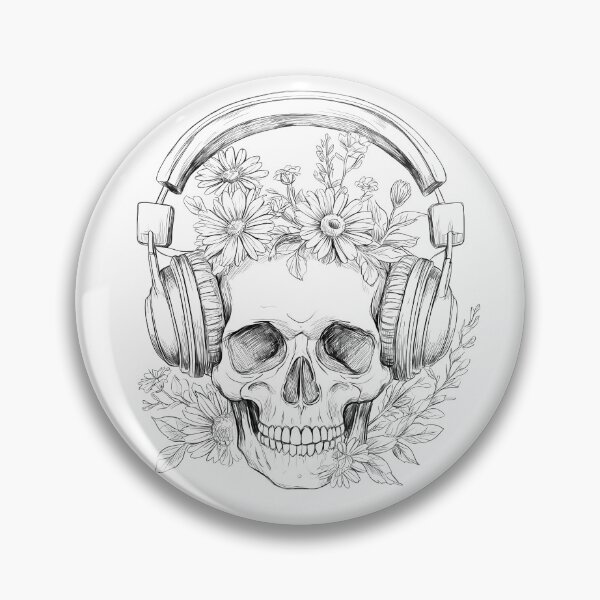 Item preview, Floral Skull with Headphones   - World Music Day designed and sold by Art-Arcade6.