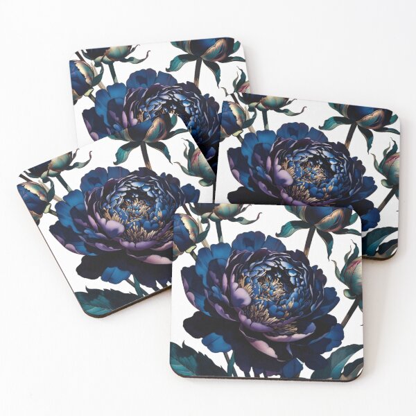 Item preview, Blue Midnight Peony Floral Illustration | Luxury Botanical Flower Art designed and sold by GalleryPeak.