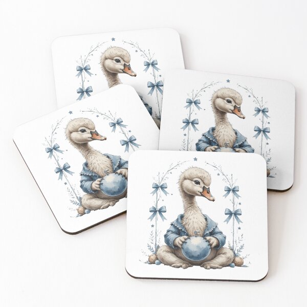 Item preview, Elegant Watercolor Swan Blue Bow Winter Ornament Art designed and sold by AQUILAKREO.