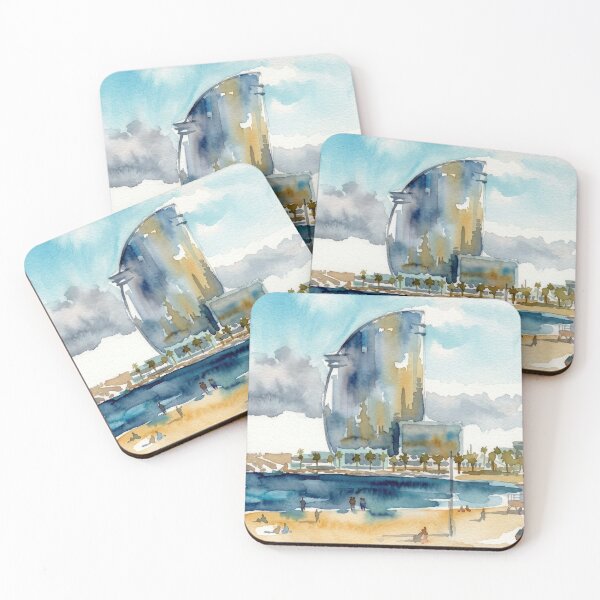Item preview, Barcelona Beach Watercolor designed and sold by caracatita75.