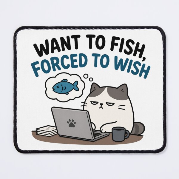 Item preview, want to fish, forced to wish Working cat designed and sold by vecart34.