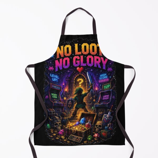 Item preview, No Loot No Glory Retro Gaming Design designed and sold by Hese12.
