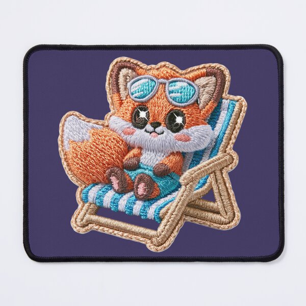 Item preview, Cute Beach Fox Embroidery Patch designed and sold by MegaNovaArt.