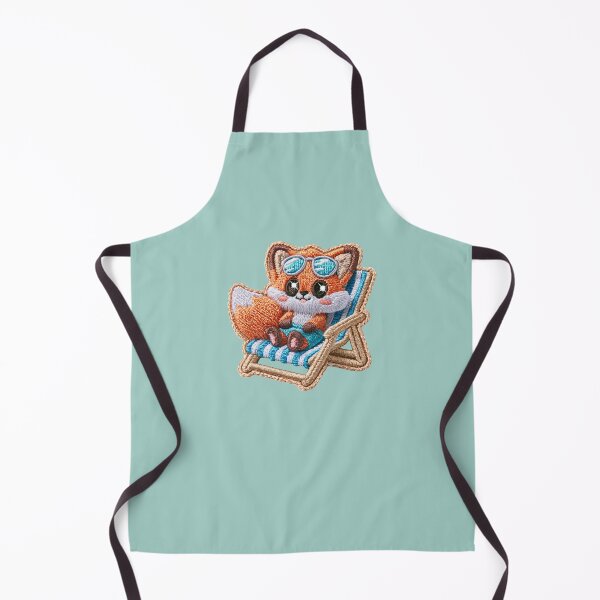 Item preview, Cute Beach Fox Embroidery Patch designed and sold by MegaNovaArt.