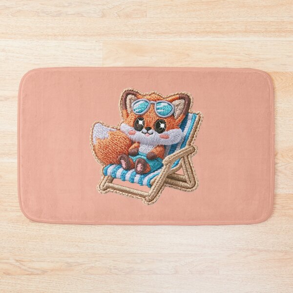 Item preview, Cute Beach Fox Embroidery Patch designed and sold by MegaNovaArt.